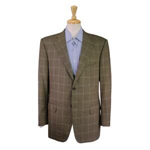 Tai Pan Row Bespoke Custom Tailored Brown Black Check Wool Sportcoat Blazer 42R